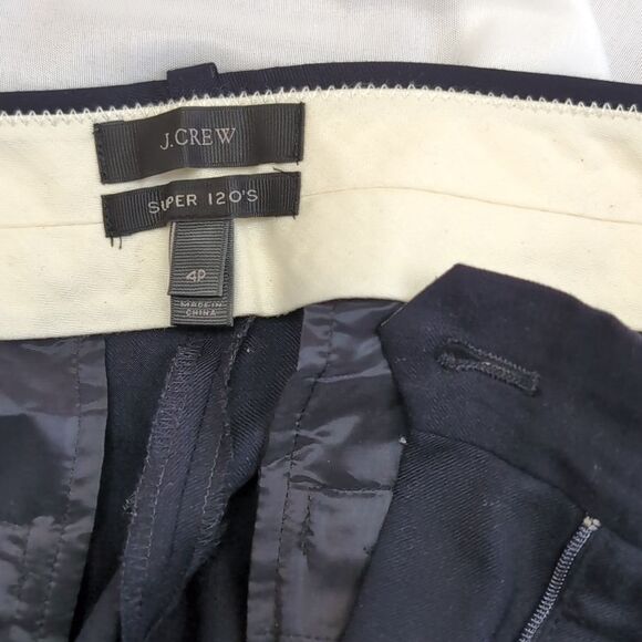 Jcrew 100% wool navy super 120 pants size 4p - Picture 4 of 6